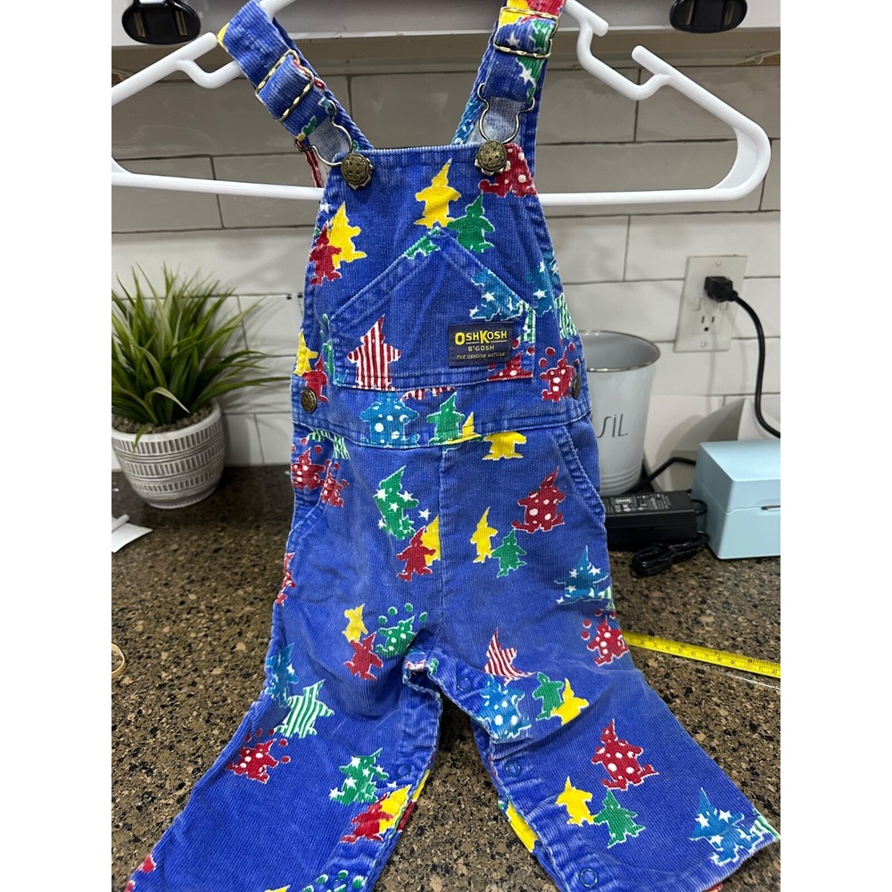 vtg osh‎ kosh vestbak corduroy clown overalls 18 mos